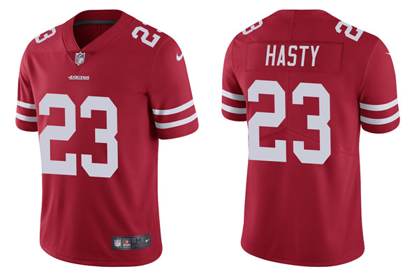 Men's San Francisco 49ers #23 JaMycal Hasty 2021 Red Vapor Untouchable Limited Stitched Jersey